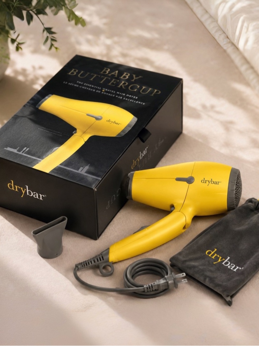 Drybar Yellow Foldable Travel Hair Dryer